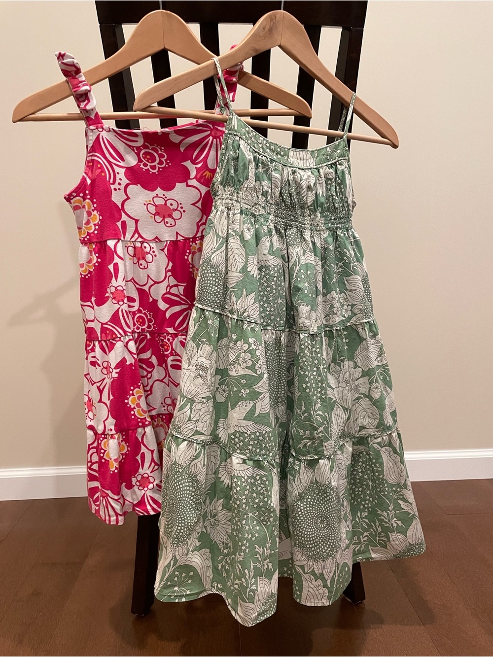 Gymboree Pink Floral and Gap Green Floral Dresses